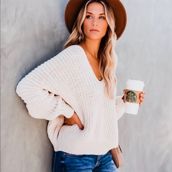 Vici Sweaters - VICI Carry On Knit V-Neck fall Sweater Ivory S